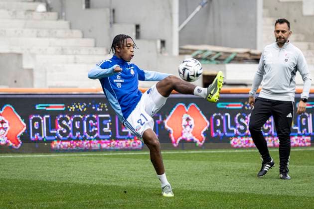 FOOTBALL : Racing Strasbourg vs Le Havre- 4eme journee. Ligue 1 Stade de la Meinau 14 09 2025 Samuel Amo-Ameyaw 27 (RCS)  Copyright: xelyxandroxcegarrax