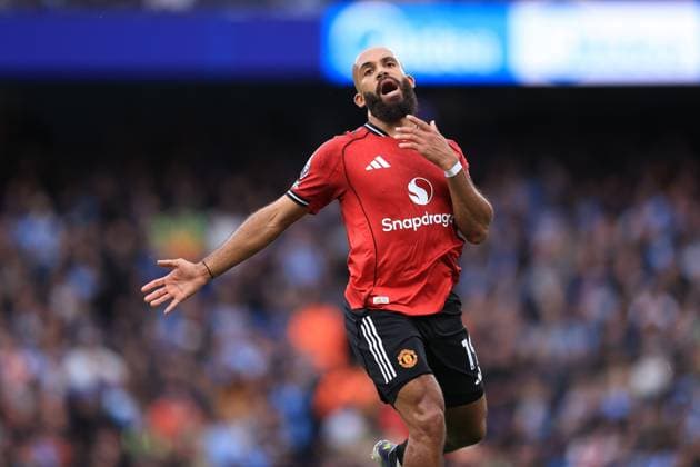 Manchester City v Manchester United, ManU 14th September 2025 - Premier League - Manchester City v Manchester United - Bryan Mbeumo of Manchester United reacts in frustration - Photo: Simon Stacpoole Offside. Manchester UK Copyright: xSimonxStacpoolexOffside