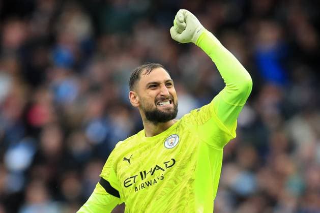 14th September 2025; Etihad Stadium, Manchester, England; Premier League Football, Manchester City versus Manchester United, ManU Gianluigi Donnarumma of Manchester City celebrates his side& x2019;s second goal for 2-0 after 53 minutes scored by Erling Haaland  DavidxBlunsden