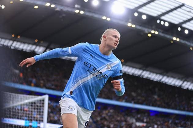 Manchester City v Manchester United, ManU 14th September 2025 - Premier League - Manchester City v Manchester United -Erling Haaland of Manchester City after scoring the second goal for his team - Photo: Simon Stacpoole Offside. Manchester UK Copyright: xSimonxStacpoolexOffside