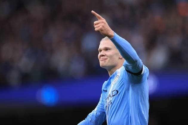 Manchester City v Manchester United, ManU 14th September 2025 - Premier League - Manchester City v Manchester United - Erling Haaland of Manchester City celebrates after scoring the second goal for his team - Photo: Simon Stacpoole Offside. Manchester UK Copyright: xSimonxStacpoolexOffside