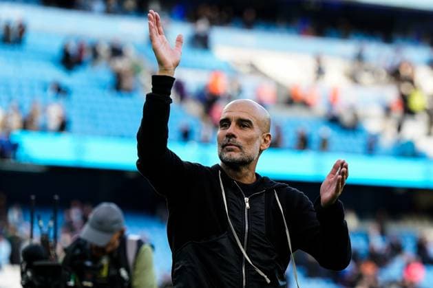 Manchester, England, 14th September 2025. Pep Guardiola manager of Manchester City celebrates his teams win after the Manchester City vs Manchester United, ManU Premier League match at the Etihad Stadium, Manchester. Picture credit should read: Andrew Yates Sportimage EDITORIAL USE ONLY. No use with unauthorised audio, video, data, fixture lists, club league logos or live services. Online in-match use limited to 120 images, no video emulation. No use in betting, games or single club league player publications. SPI_077_AY_MCI_MUFC SPI-4139-0077
