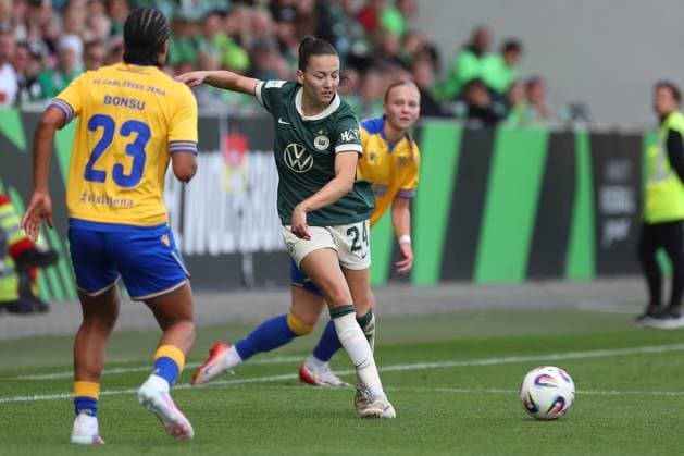 VfL- , BL Frauen, Wolfsburg, 14.09.2025, FUßBALL - VfL Wolfsburg vs. FC Carl-Zeiss-Jena, Google Pixel Frauen-Bundesliga, Saison 2025 26. Joelle Wedemeyer (VfL Wolfsburg) Wolfsburg