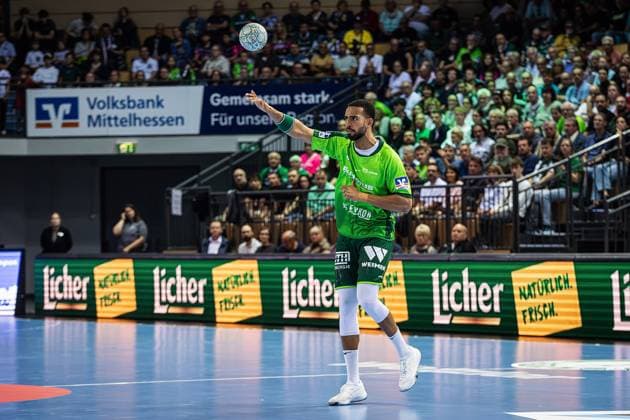 14.09.2025, xovx, Handball Daikin Handball Bundesliga, HSG Wetzlar - TBV Lemgo Lippe Philipp Ahouansou (HSG Wetzlar), Freisteller Wetzlar Buderus-Arena Hessen Deutschland (DE)