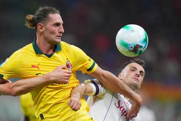 AC Milan s Adrien Rabiot during the Serie A soccer match between Milan and Bologna at the San Siro Stadium in Milan , north Italy - Sunday , September 14 , 2025. - Soccer .  Copyright: xSpada LaPressex