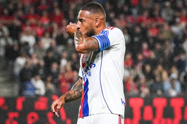 September 14, 2025, Rennes, France, France: Corentin TOLISSO of Lyon celebrates his goal during the Ligue 1 match between Stade Rennais (Rennes) and Olympique Lyonnais (OL) at Roazhon Park on September 14, 2025 in Rennes, France. Rennes France - ZUMAm308 20250914_zsp_m308_004 Copyright: xMatthieuxMirvillex
