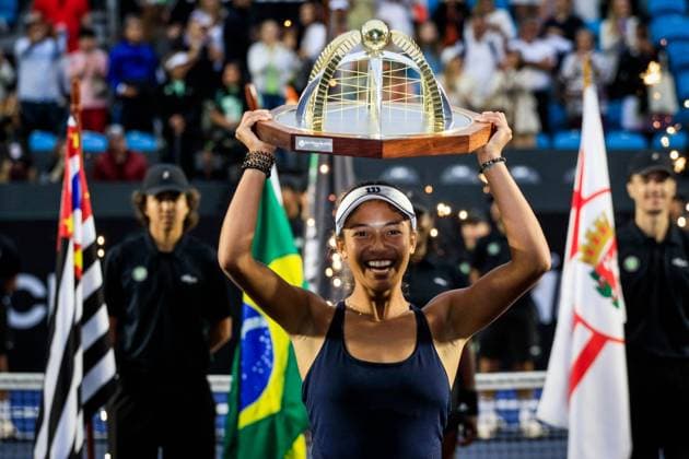 WTA, Tennis Damen 250 SP OPEN SaO PAULO, SP - 14.09.2025: WTA 250 SP OPEN - The inaugural SP Open, a WTA 250 series tournament played on hard courts, will take place at Villa-Lobos Park in the west of Sao Paulo. The event marks Sao Paulo& 39;s return to the official WTA calendar after 25 years and has been Brazil& 39;s largest women& 39;s tournament since 2016. In addition to the sporting events, 32 players will compete in the singles and 16 doubles draws. Pictured is the 2025 SP Open tennis champion, Rakotomanga Rajaonah (FRA). (Photo: Aloisio Mauricio Fotoarena) x2807039x  AloisioxMauricio