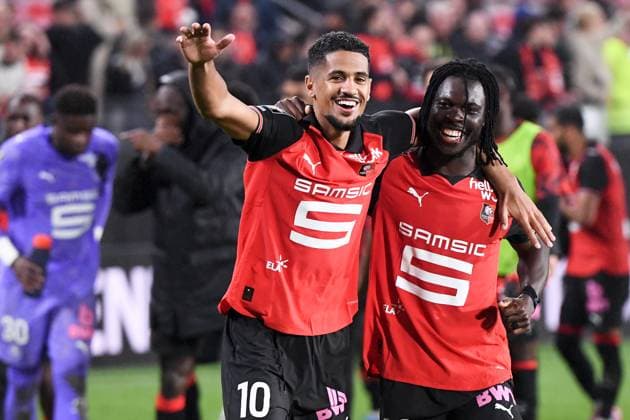 Stade Rennais FC v Olympique Lyonnais - Ligue 1 McDonald s 2025 2026 36 Alidu SEIDU (srfc) - 10 Ludovic BLAS (srfc) during the Ligue 1 McDonald s match between Rennes and Lyon at Roazhon Park on September 14, 2025 in Rennes, France. Rennes France  Copyright: xFEPx 776348129