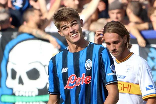 CHARLES DE KETELAERE, Atalanta, Serie A, 2025-26, Atalanta vs Lecce 4-1, 14-09-2025, Esultanza, Celebratio, Jubel, Close up, Gesti SERIE A 2025-26 ATALANTA-LECCE 4-1