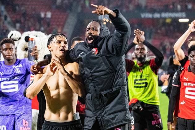 FOOTBALL : Stade Rennais vs Olympique Lyonnais - Ligue 1 - JournÃ e 4 - 14 09 2025 Seko Fofana (Stade Rennais) Esteban Lepaul (Stade Rennais) RennesFrance  Copyright: xBaptistexAutissierx