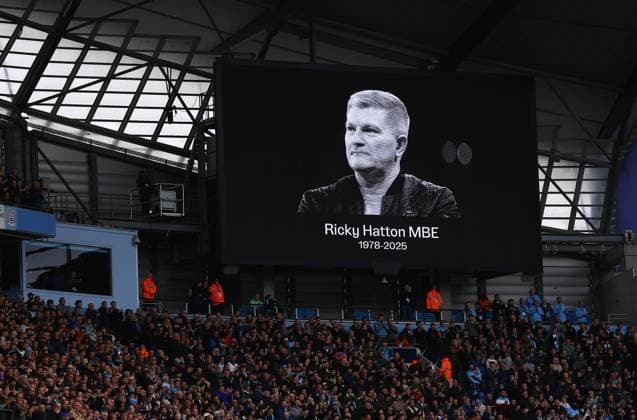 An image of Ricky Hatton is displayed on the big screen ahead of the match Manchester City v Manchester United, ManU Premier League, Football, Etihad Stadium, Manchester, UK - 14 Sept 2025Manchester Etihad Stadium United Kingdom EDITORIAL USE ONLY No use with unauthorised audio, video, data, fixture lists, club league logos or live services. Online in-match use limited to 120 images, no video emulation. No use in betting, games or single club league player publications.  Copyright: xMattxWest Shutterstockx 15481325cw