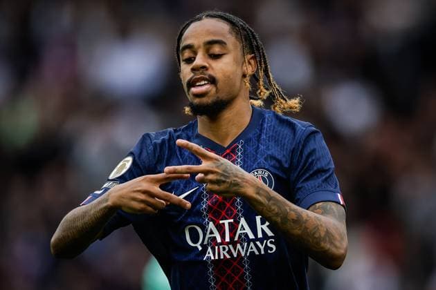 September 14, 2025, Paris, France, France: Bradley BARCOLA of PSG celebrates his goal during the Ligue 1 match between Paris Saint-Germain (PSG) and RC Lens at Parc des Princes Stadium on September 14, 2025 in Paris, France. Paris France - ZUMAm308 20250914_zsp_m308_015 Copyright: xMatthieuxMirvillex