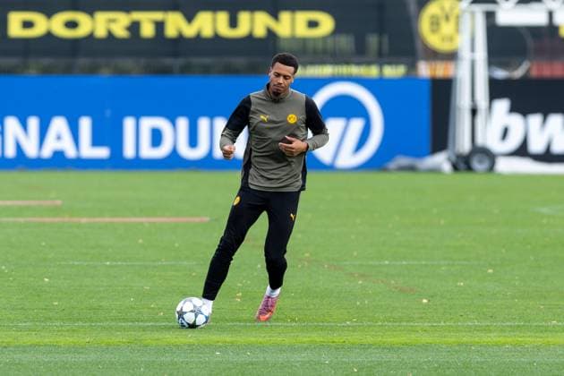 15.09.2025, Abschlusstraining zum UEFA Champions League Spiel zwischen Juventus Turin und Borussia Dortmund, Felix Nmecha (Borussia Dortmund), Dortmund Trainingsgelände Borussia Dortmund NRW Deutschland xRHR-FOTO DEx Copyright: DennisxEwert RHR-FOTOx RHR-FOTO DE