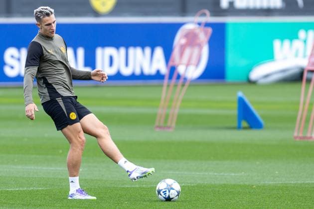 15.09.2025, Abschlusstraining zum UEFA Champions League Spiel zwischen Juventus Turin und Borussia Dortmund, Nico Schlotterbeck (Borussia Dortmund), Dortmund Trainingsgelände Borussia Dortmund NRW Deutschland xRHR-FOTO DEx Copyright: DennisxEwert RHR-FOTOx RHR-FOTO DE