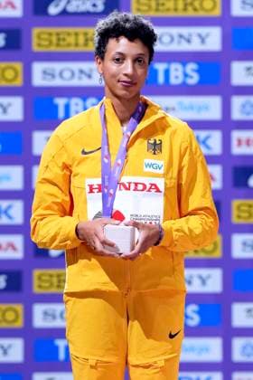 MIHAMBO Malaika Team GER 2.Platz 2.TAG Siegerehrung Weitsprung der Frauen Leichtathletik Weltmeisterschaften 2025 in Tokyo Tokyo am 15.09.2023 Copyright: xLacixPerenyix
