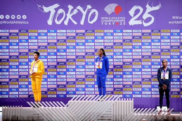 MIHAMBO Malaika Team GER 2.Platz 2.TAG Siegerehrung Weitsprung der Frauen Leichtathletik Weltmeisterschaften 2025 in Tokyo Tokyo am 15.09.2023 Copyright: xLacixPerenyix