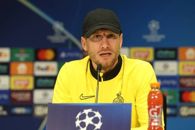 Union s head coach Sebastien Pocognoli pictured during a press conference, PK, Pressekonferenz of Belgian soccer team Royale Union Saint-Gilloise in Eindhoven, The Netherlands, on Monday 15 September 2025. The team prepares for tomorrow s match against Dutch team PSV Eindhoven, on the opening day of the League phase of the UEFA Champions League tournament. VIRGINIExLEFOUR  x134347762x