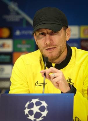 Union s head coach Sebastien Pocognoli pictured during a press conference, PK, Pressekonferenz of Belgian soccer team Royale Union Saint-Gilloise in Eindhoven, The Netherlands, on Monday 15 September 2025. The team prepares for tomorrow s match against Dutch team PSV Eindhoven, on the opening day of the League phase of the UEFA Champions League tournament. VIRGINIExLEFOUR  x134347863x