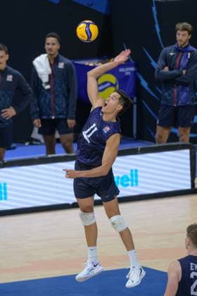September 15, 2025, Quezon City, Manila, Philippines: USA vs Portugal in their Pool Phase match during the FIVB Mens Volleyball World Championship, WM, Weltmeisterschaft 2025 in Manila, Philippines. USA wins in 3 sets. USAs Micah CHRISTENSON Quezon City Philippines - ZUMAr144 20250915_zap_r144_007 Copyright: xJaynexRussellx