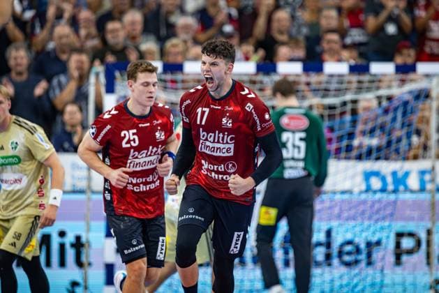 DAIKIN HBL: SG Flensburg-Handewitt vs TSV Hannover-Burgdorf; 15.09.25 Jubel Torjubel bei Marko Grgic (Nr.17, SG Flensburg-Handewitt) DAIKIN HBL: SG Flensburg-Handewitt vs TSV Hannover-Burgdorf, GP JOULE Arena Flensburg am 15.09.25 Copyright: xBEAUTIFULxSPORTS MarioxM.xKobergx