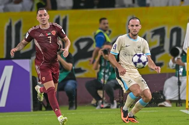 Al-Ittihad v Al-Wehda - AFC Champions League ABU DHABI, UNITED ARAB EMIRATES - SEPTEMBER 15: Caio Canedo (L) of Al Wehda in action during the Asian Champions League (AFC) match between Al-Ittihad and Al-Wehda at the Al Nahyan Stadium in Abu Dhabi, United Arab Emirates, on September 15, 2025. Waleed Zein Anadolu Abu Dhabi United Arab Emirates. Editorial use only. Please get in touch for any other usage.  Copyright: x2025xAnadoluxWaleedxZeinx