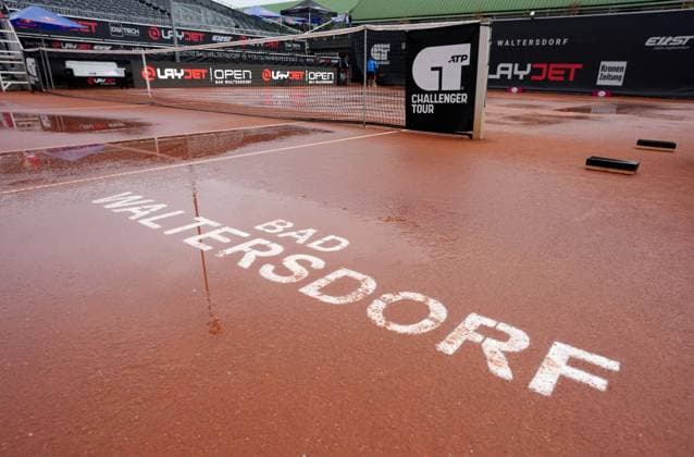 TENNIS - ATP, Tennis Herren Layjet Open BAD WALTERSDORF,AUSTRIA,16.SEP.25 - TENNIS - ATP Challenger Tour, Layjet Open. Image shows Center Court. Keywords: rain.  GEPAxpictures xMichaelxRiedler