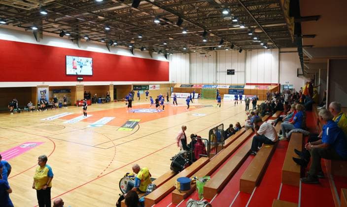Leipzig, 14.09.2025, Sporthalle Brüderstraße, Handball Frauen, 2.Bundesliga, HC Leipzig vs. SV Werder Bremen 31:27 (13:15) , Im Bild: Ansicht Sporthalle, Heimstätte des HC Leipzig. , Nur zur redaktionellen Nutzung. Only editorial use. ,