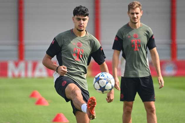 Aleksandar PAVLOVIC (Bayern Muenchen), Aktion,Einzelbild,angeschnittenes Einzelmotiv,Halbfigur,halbe Figur. Abschlusstraining am 16.09.2025 Fussball Champions League,Saison 2025 26 FC Bayern Muenchen FC Chelsea