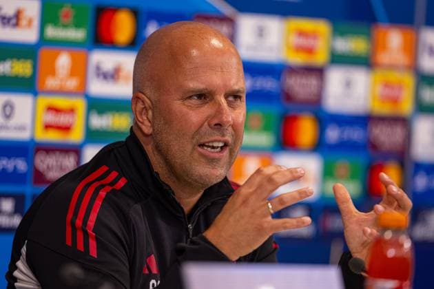 Football - UEFA Champions League - League Phase - Liverpool FC v Club AtlÃ tico de Madrid - MD-1 LIVERPOOL, ENGLAND - Tuesday, September 16, 2025: Liverpool s head coach Arne Slot during a press conference, PK, Pressekonferenz at Anfield ahead of the UEFA Champions League game between Liverpool FC and AtlÃ tico de Madrid. (Photo by David Rawcliffe Propaganda) LIVERPOOL Anfield MERSEYSIDE ENGLAND  Copyright: xDavidxRawcliffex P2025-09-16-Liverpool_Atletico_MD-1-86