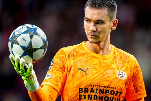 PSV Eindhoven Goalkeeper Matej Kovar during the match PSV - Royale Union Saint-Gilloise at the Philips stadium for the Champions League - League phase - Matchday 1 season 2025-2026 in EINDHOVEN, Netherlands on 16 september 2025, (photo by Marcel van Dorst EYE4images DeFodi Images)