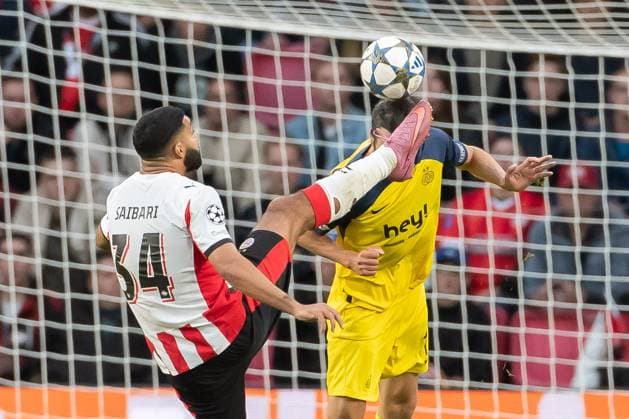 Ismael Saibari (PSV Eindhoven) und Christian Burgess (Union Saint-Gilloise) battle for the ball during the UEFA Champions League 2025 26 League Phase MD1 match between PSV Eindhoven and R. Union Saint-Gilloise at PSV Stadion on September 16, 2025 in Eindhoven, Netherlands.