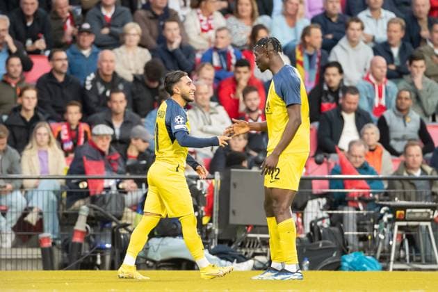 Anouar Ait El Hadj (Union Saint-Gilloise) celebrates after scoring his team s second goal with teammates during the UEFA Champions League 2025 26 League Phase MD1 match between PSV Eindhoven and R. Union Saint-Gilloise at PSV Stadion on September 16, 2025 in Eindhoven, Netherlands.