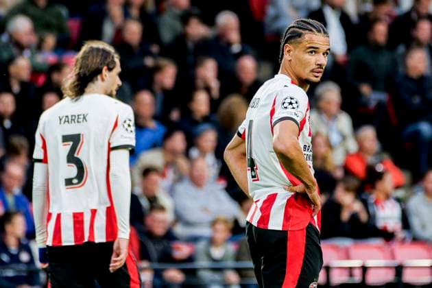 Armando Obispo of PSV Eindhoven looks dejected after conceding his sides second goal PSV Eindhoven v Royale Union Saint-Gilloise, , UEFA Champions League 2025 26 League Phase MD1 - PSV Eindhoven v Royale Union Saint-Gilloise, Philips Stadion, September 16, 2025, Eindhoven, Netherlands.