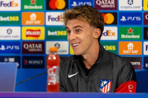 Football - UEFA Champions League - League Phase - Liverpool FC v Club AtlÃ tico de Madrid - MD-1 LIVERPOOL, ENGLAND - Tuesday, September 16, 2025: Atletico Madrid s Pablo Barrios during a press conference, PK, Pressekonferenz at Anfield ahead of the UEFA Champions League game between Liverpool FC and AtlÃ tico de Madrid. (Photo by Jessica Hornby Propaganda)  Copyright: xDavidxRawcliffex P2025-09-16-LFC-Training-Atletico-76