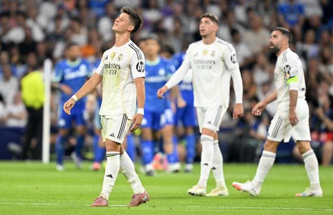 Real Madrid v Olympique de Marseille - UEFA Champions League MADRID, SPAIN - SEPTEMBER 16: Real Madrid’s Arda Guler gestures during the UEFA Champions League group stage match between Real Madrid and Olympique de Marseille at Santiago Bernabeu Stadium in Madrid, Spain on September 16, 2025. Burak Akbulut Anadolu Madrid Spain. Editorial use only. Please get in touch for any other usage.  Copyright: x2025xAnadoluxBurakxAkbulutx