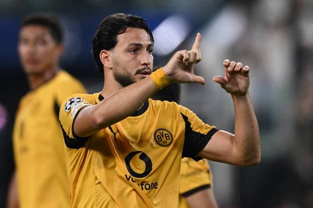 Db Torino 16 09 2025 - Champions League Juventus-Borussia Dortmund foto Daniele Buffa Image nella foto: esultanza gol Ramy Bensebaini 