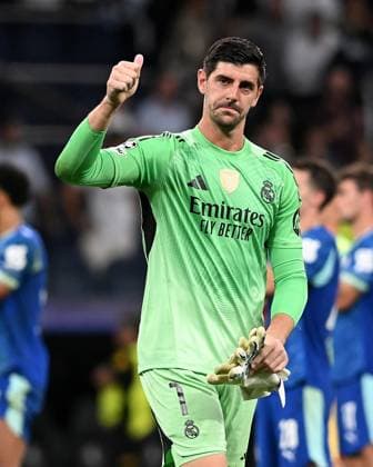REAL MADRID CF v OLYMPIQUE DE MARSEILLE. CHAMPIONS LEAGUE 2025 2026. ROUND 1. Real Madrid CF s Thibaut Courtois celebrates the victory in Champions League 2024 2025 Round 1 match. September 16,2025. (ALTERPHOTOS Jorge Ropero) MadridSpain  Copyright: xJorgexRoperox