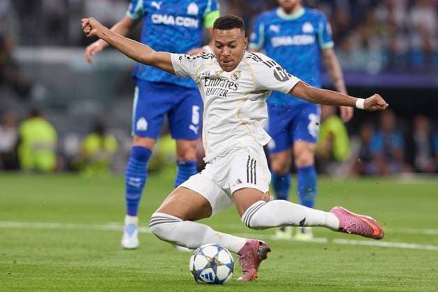 Real Madrid CF vs Olympique de Marseille - 16 Sep 2025 Kylian Mbappe of Real Madrid CF is seen in action during the UEFA Champions League 2025 2026 first round day 1 football match between Real Madrid CF and Olympique de Marseille at Santiago Bernabeu Stadium. Final score: Real Madrid CF 2 : 1 Olympique de Marseille Madrid Spain Copyright: xFedericoxTitonex xSOPAxImagesx FTITONE_016