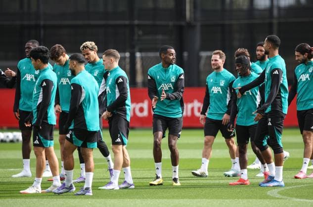 Liverpool Training Alexander Isak 16.9.2025. Liverpool Champions League training, Axa Training Centre, Kirkby, Liverpool. Times Photographer Bradley Ormesher. Alexander Isak in training with team and Arne Slot  Copyright: xBradleyxOrmesherx NINTCHDBPICT001023855860