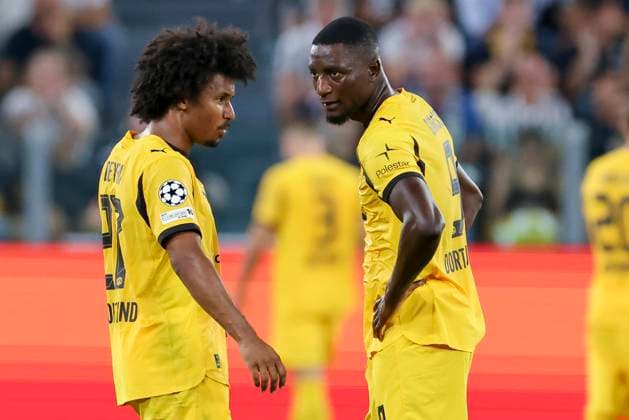Karim Adeyemi (Borussia Dortmund) und Serhou Guirassy (Borussia Dortmund) schauen enttaeuscht, UEFA Champions League 2025 26 League Phase MD1, Juventus v Borussia Dortmund, Juventus Stadium am 16. September 2025 in Turin, Italien. (Foto von Marco Steinbrenner DeFodi Images) Karim Adeyemi (Borussia Dortmund) und Serhou Guirassy (Borussia Dortmund) look dejected, UEFA Champions League 2025 26 League Phase MD1, Juventus v Borussia Dortmund, Juventus Stadium, September 16, 2025 in Turin, Italy. (Photo by Marco Steinbrenner DeFodi Images)
