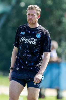 CL training session SSC Napoli Napoli s Belgian midfielder Kevin De Bruyne during a training session on the eve of the UEFA Champions League soccer match between Manchester City and SSC Napoli at SSC Napoli Training Center in Castelvolturno, Italy, 17 September 2025. _BPH1714 Copyright: xAntonioxBalascox