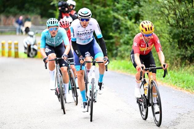 Grand Prix de Wallonie 2025 Cycling Race NAMUR, BELGIUM - SEPTEMBER 17 : Gradek Kamil (POL) of Bahrain - Victorious, Dissel Bram (NED) of BEAT Cycling Club, Urianstad Bugge Martin (NOR) of Uno-X Mobility during the 66th edition of Grand Prix de Wallonie an UCI ProSeries 1.Pro one day cycling road race for Men Elite of 187 km with start in Dison and finish in Citadelle de Namur on September 17, 2025 in Namur, Belgium, 17 09 2025 ( Motordriver Stefan Boone - Namur Belgium  Copyright: xVincentxKalutx