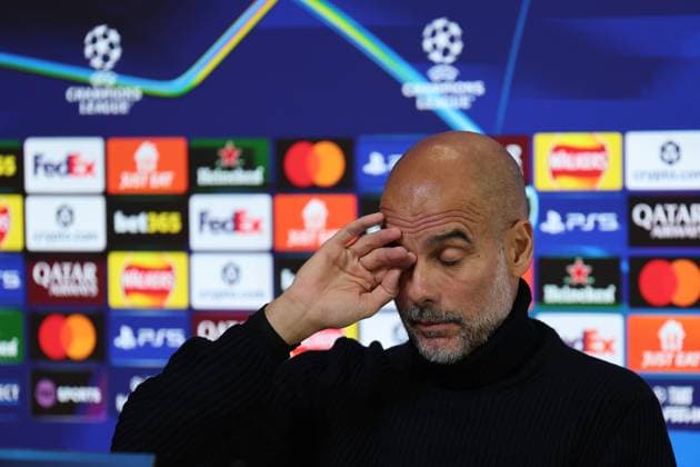 September 17, 2025, Manchester, Naples, England: Josep Guardiola Coach of Manchester City reacts during a press conference, PK, Pressekonferenz ahead of the UEFA Champions League 2025 26 League Phase at Manchester City Football Academy on September 17, 2025 in Manchester, England Manchester England - ZUMAl131 20250917_zsp_l131_008 Copyright: xCiroxDexLucax