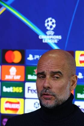 September 17, 2025, Manchester, Naples, England: Josep Guardiola Coach of Manchester City reacts during a press conference, PK, Pressekonferenz ahead of the UEFA Champions League 2025 26 League Phase at Manchester City Football Academy on September 17, 2025 in Manchester, England Manchester England - ZUMAl131 20250917_zsp_l131_013 Copyright: xCiroxDexLucax