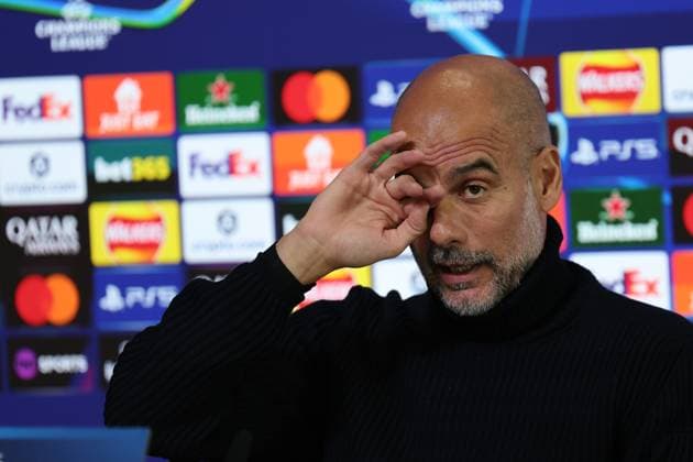 September 17, 2025, Manchester, Naples, England: Josep Guardiola Coach of Manchester City reacts during a press conference, PK, Pressekonferenz ahead of the UEFA Champions League 2025 26 League Phase at Manchester City Football Academy on September 17, 2025 in Manchester, England Manchester England - ZUMAl131 20250917_zsp_l131_019 Copyright: xCiroxDexLucax