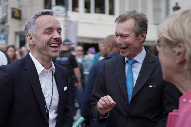 Radsport Tour de Luxembourg 2025 17.09.2025, Cyclisme, Radsport, Tour de Luxembourg, Luxemburg Rundfahrt, 2025, Luxemburg, vl: Sportminister Georges Mischo mit Son altesse Royale Monseigneur Henri de Luxembourg