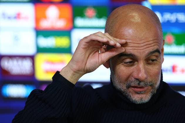 Manchester City Training Session And press conference, PK, Pressekonferenz - UEFA Champions League 2025 26 League Phase MD1 Josep Guardiola, coach of Manchester City, reacts during a press conference ahead of the UEFA Champions League 2025 26 League Phase at Manchester City Football Academy in Manchester, England, on September 17, 2025. Manchester England  Copyright: xCiroxDexLucax originalFilename:deluca-gbrmanch250917_npFML.jpg