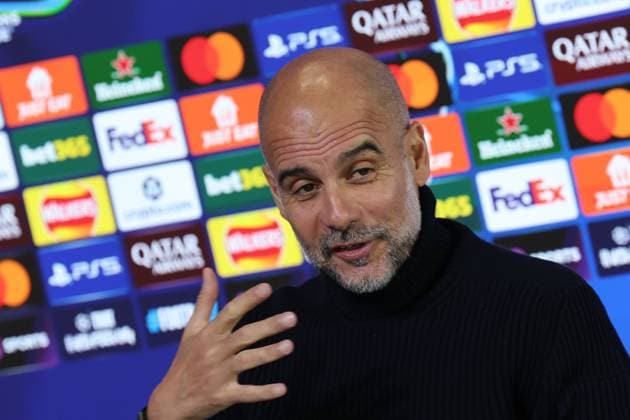 Manchester City Training Session And press conference, PK, Pressekonferenz - UEFA Champions League 2025 26 League Phase MD1 Josep Guardiola, coach of Manchester City, reacts during a press conference ahead of the UEFA Champions League 2025 26 League Phase at Manchester City Football Academy in Manchester, England, on September 17, 2025. Manchester England  Copyright: xCiroxDexLucax originalFilename:deluca-gbrmanch250917_npw5i.jpg