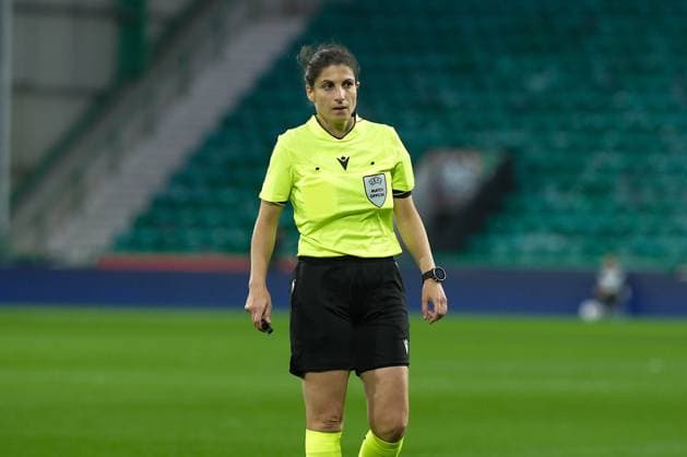 UK: Hibernian v Inter Milan, UEFA Women‚Äôs Europa Cup at Easter Road Stadium, Edinburgh, Scotland on 17 September 2025: Pictured: Referee Riem Hussein (GER) Edinburgh Easter Road Stadium Scotland Copyright: xAlexxToddx