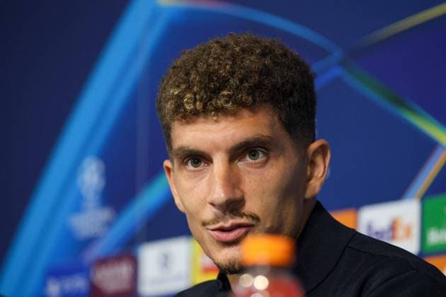 Manchester City vs. Napoli pre-match press conference, PK, Pressekonferenz Giovanni Di Lorenzo (capitano) of SSC Napoli during the pre-match press conference on September 17, 2025, in the Champions League between Manchester City and Napoli at the Etihad Stadium in Manchester. Munchester ETIHAD STADIUM Munchester Inghilterra Copyright: xFABIOxSASSOxFabioxSassox 2L8A1345